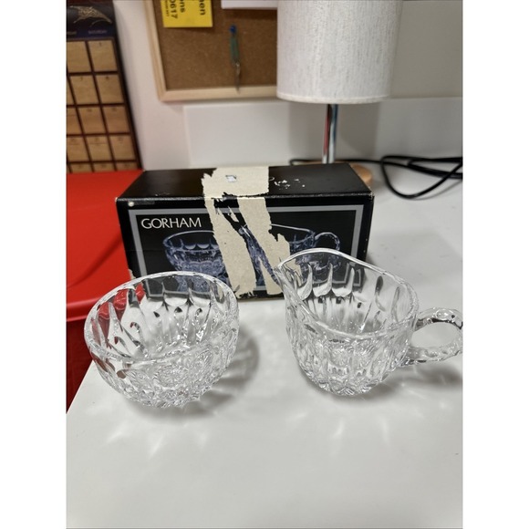 Gorham Crystal Cream‎ and Sugar Set - Picture 1 of 6
